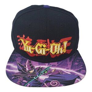 Yu Gi Oh Snapback Hat 1996 Sublimated Dark Magician OS Black Wool Cap Spellout